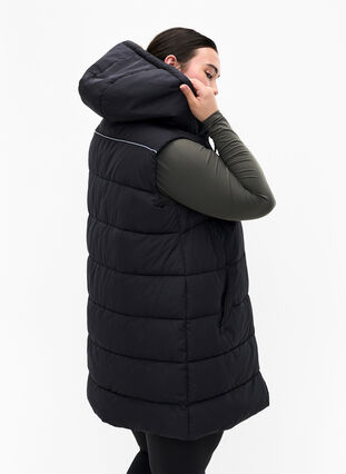 Hooded waistcoat with pockets, Black, Model image number 1