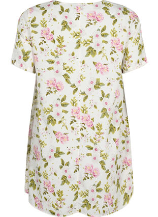 FLASH - Tunic with v neck and print, Off White Flower, Packshot image number 1