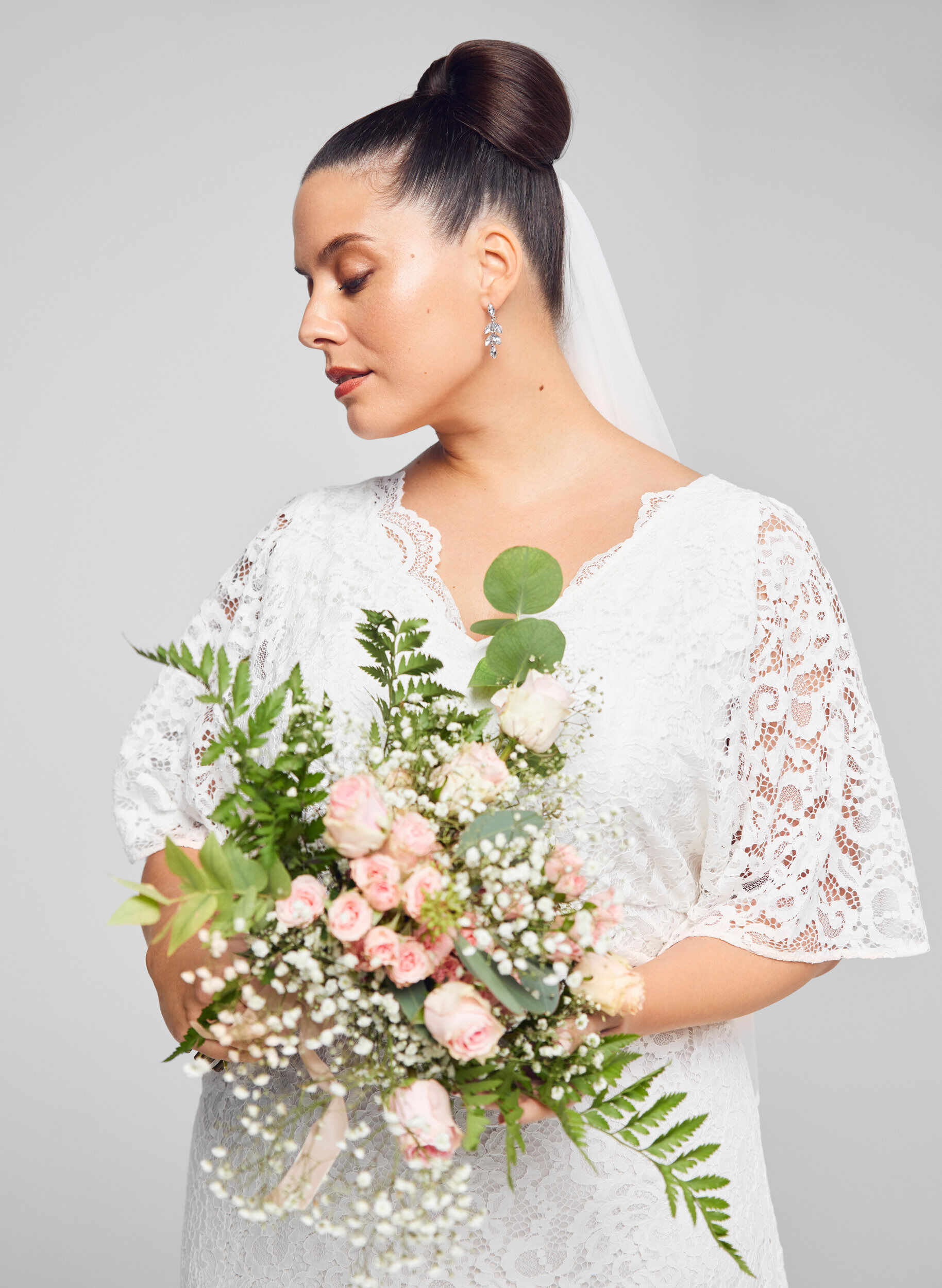 Zizzifashion Lace wedding dress with slits, Star White, Image image number 0