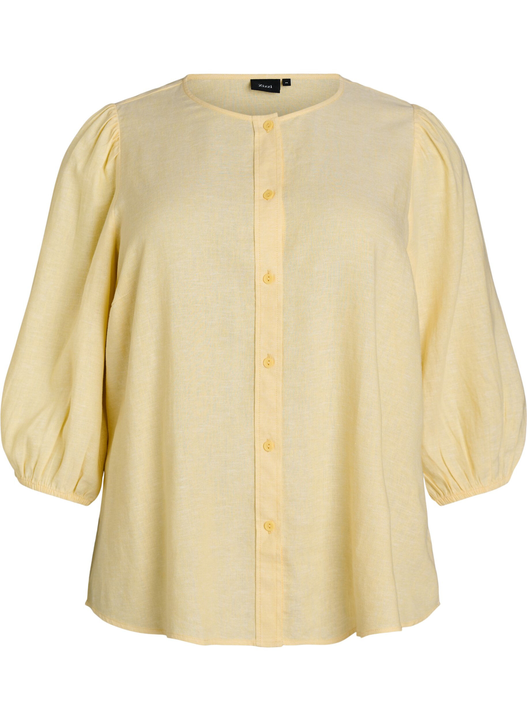 Shirt blouse in linen and viscose with 3/4-sleeves