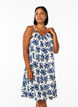 Knee-length strap dress in organic cotton, White, Model image number 0
