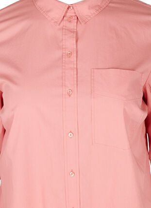 Long cotton shirt with chest pockets, Blush, Packshot image number 2