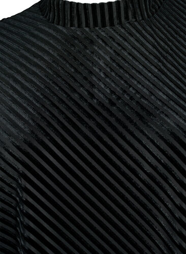 Structured pattern dress in velour, Black, Packshot image number 2