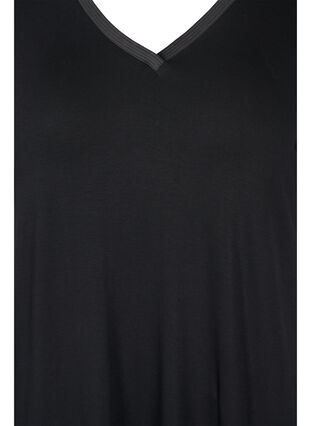 Short-sleeved nightie in viscose, Black, Packshot image number 2