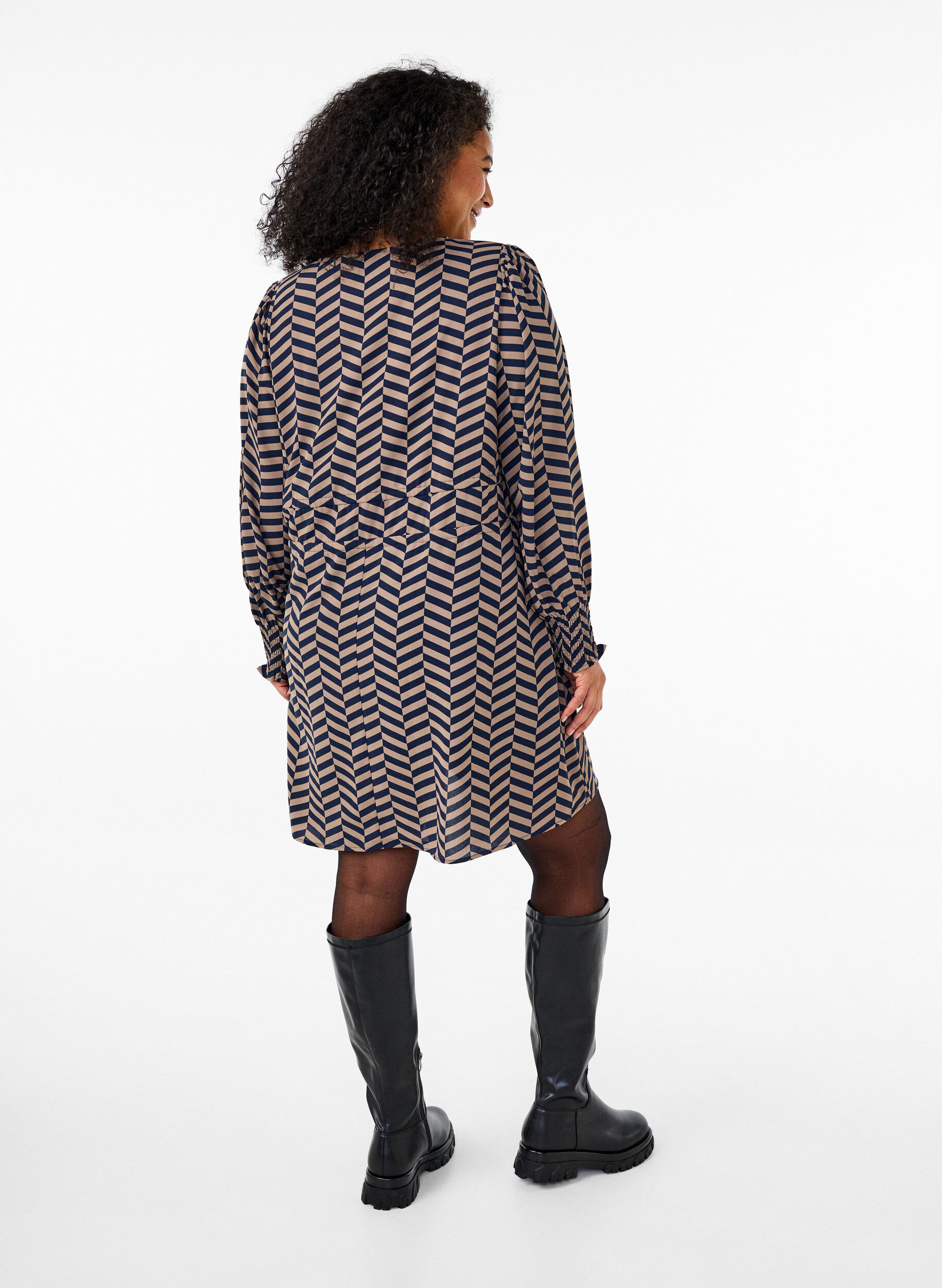 Zizzifashion Dress with tie belts at the waist, Blue, Model image number 2