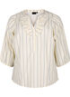 3/4 sleeve cotton Blouse with stripes, Eggnog Stripe, Packshot image number 0