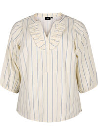 3/4 sleeve cotton Blouse with stripes