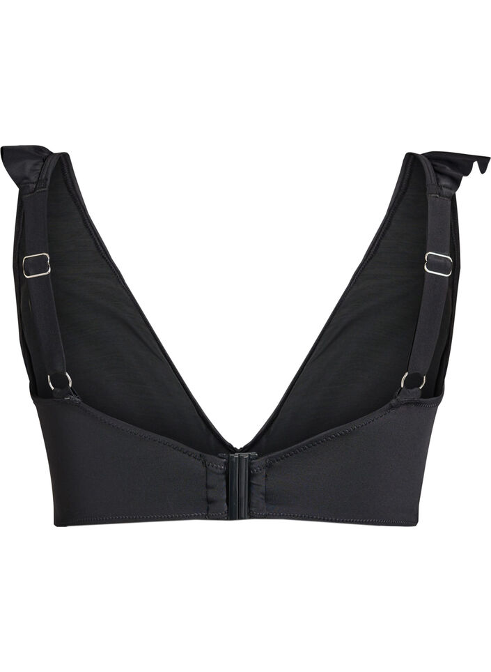 Bikini top with ruffle details, Black, Packshot image number 1