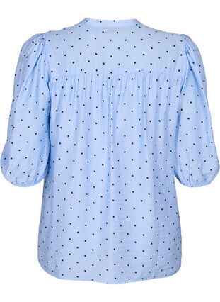 	 Dotted blouse with 3/4 sleeves in viscose material, Light Blue Dot, Packshot image number 1