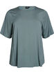 Short-sleeved woven blouse with round neck, Green, Packshot image number 0