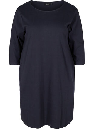 Cotton dress with 3/4 sleeves and pockets, Night Sky, Packshot image number 0