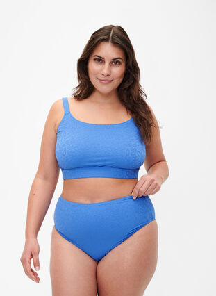 High-waist leo-structured bikini briefs, Palace Blue, Model image number 0
