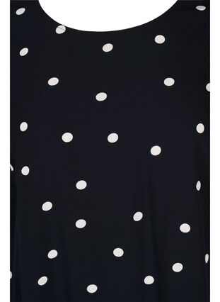 Short-sleeved polka dot viscose dress, Black Dot, Packshot image number 2