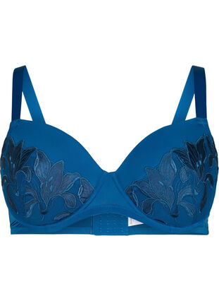 Padded underwire bra with lace, Sailor Blue, Packshot image number 0