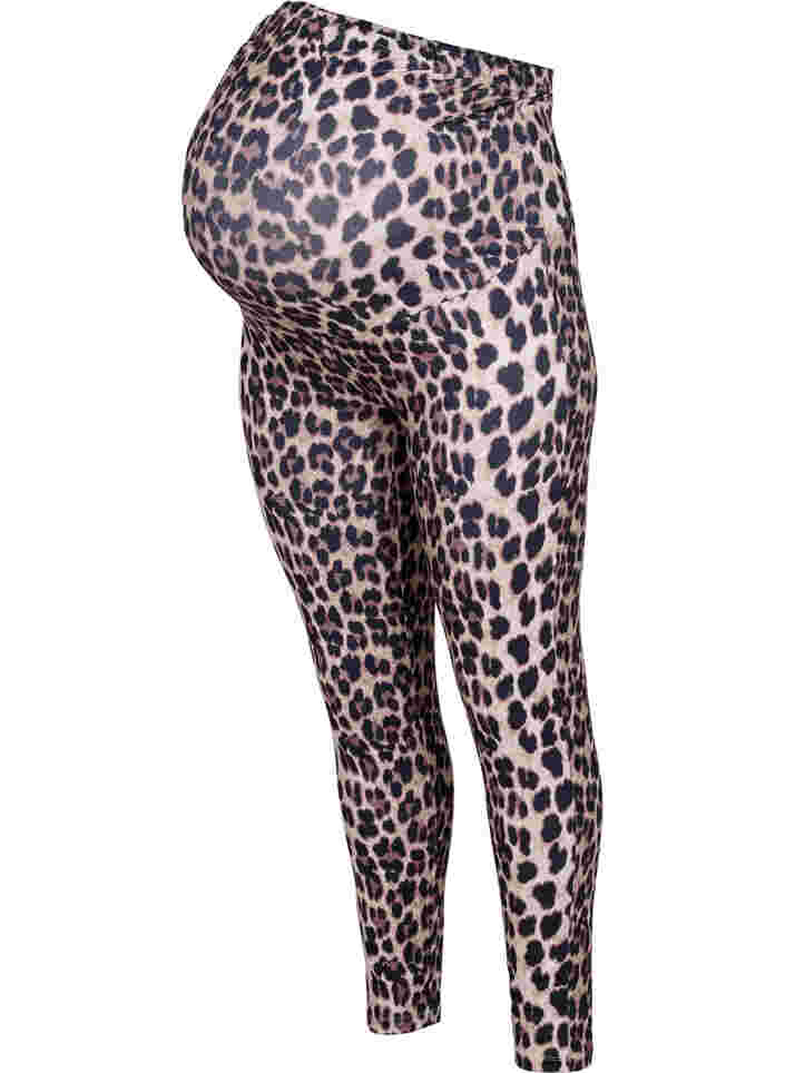 Pregnancy leggings with leopard print, Black Leo AOP, Packshot