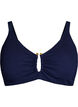Textured bikini top with gold detail, Blue, Packshot image number 0