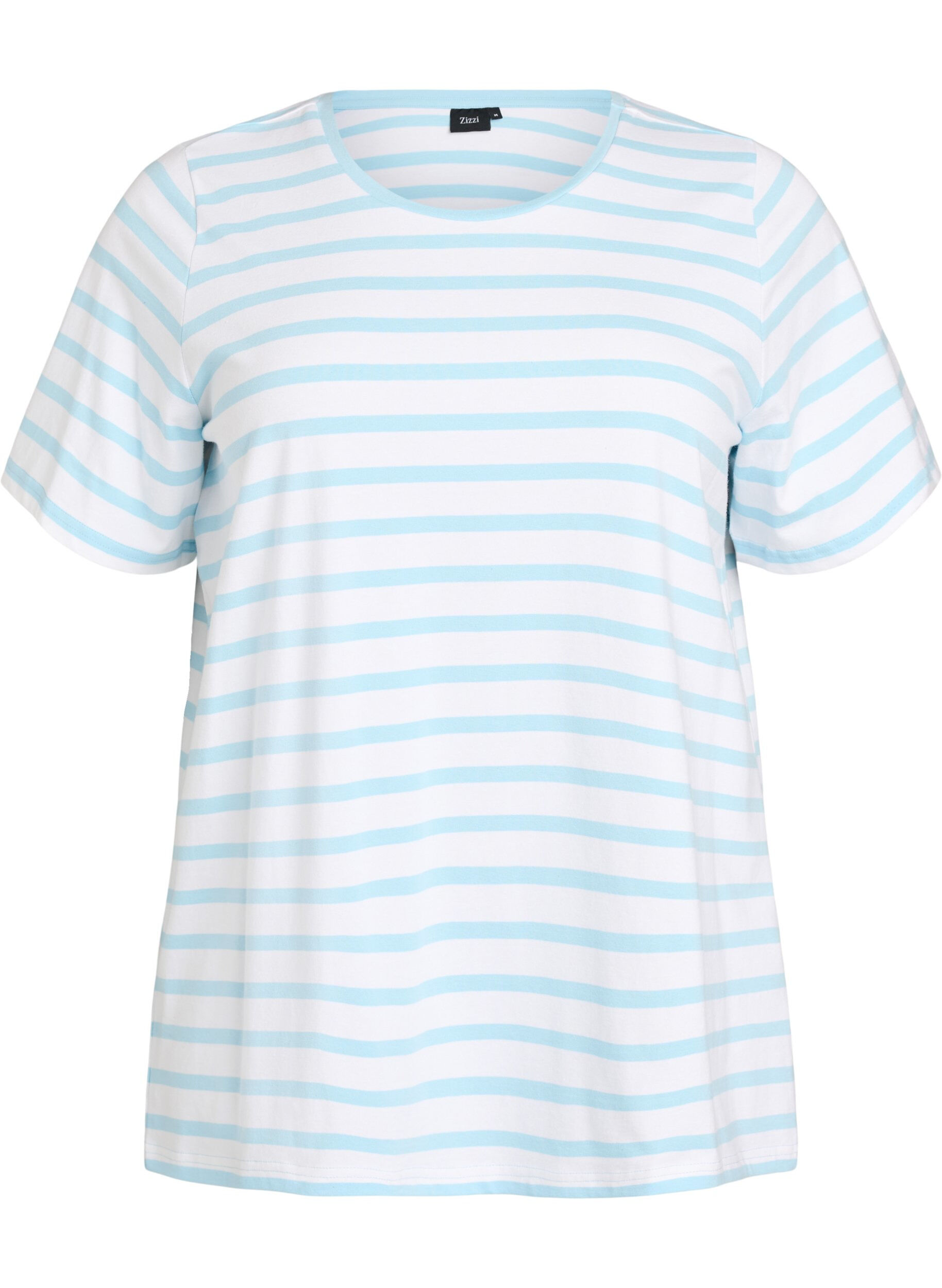 Zizzifashion Striped T-shirt in organic cotton, Light Blue, Packshot image number 0