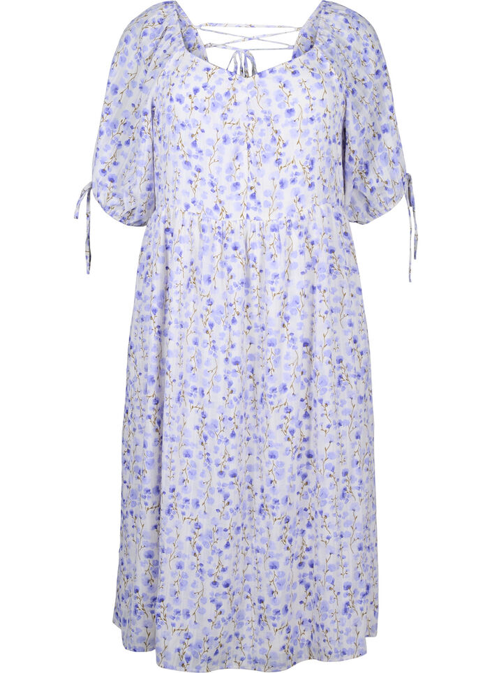 Summer dress with floral print and lace details, Sand Verbena AOP, Packshot image number 0