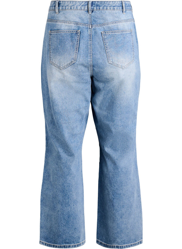 Wide-leg jeans with stitching details, Blue, Packshot image number 1