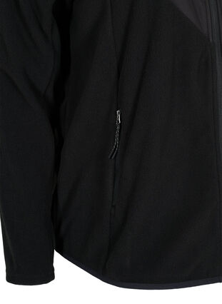 High-neck fleece jacket with pockets, Black, Packshot image number 3