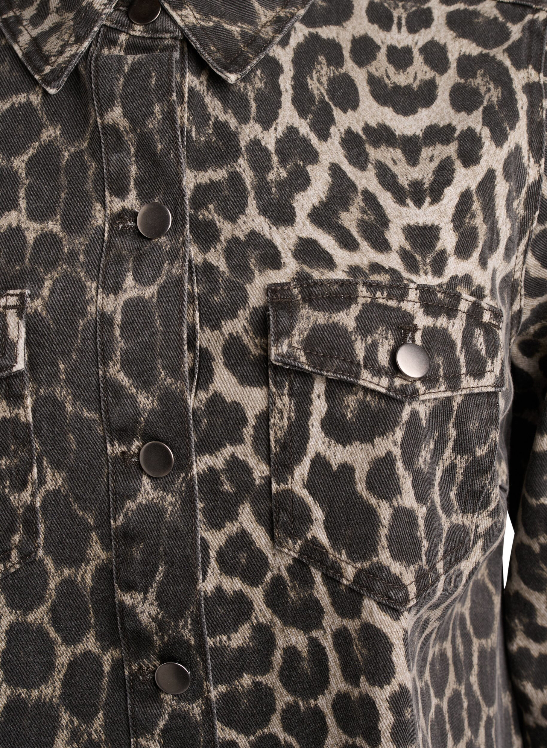 Zizzifashion Long-sleeved denim dress with leopard print, Brown, Packshot image number 2