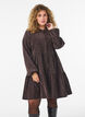 Corduroy dress with A-line shape and stand collar, Brown, Model image number 0