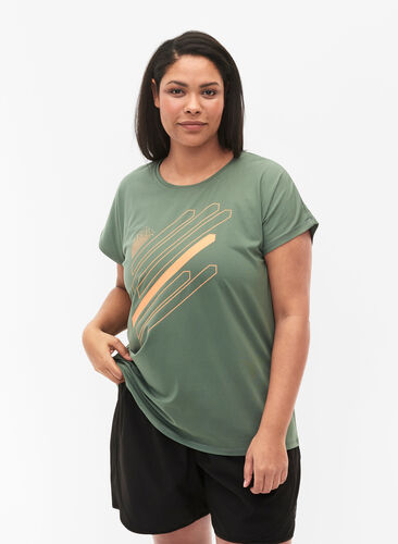 Short-sleeved training T-shirt with print, Laurel W. w. Print, Model image number 0