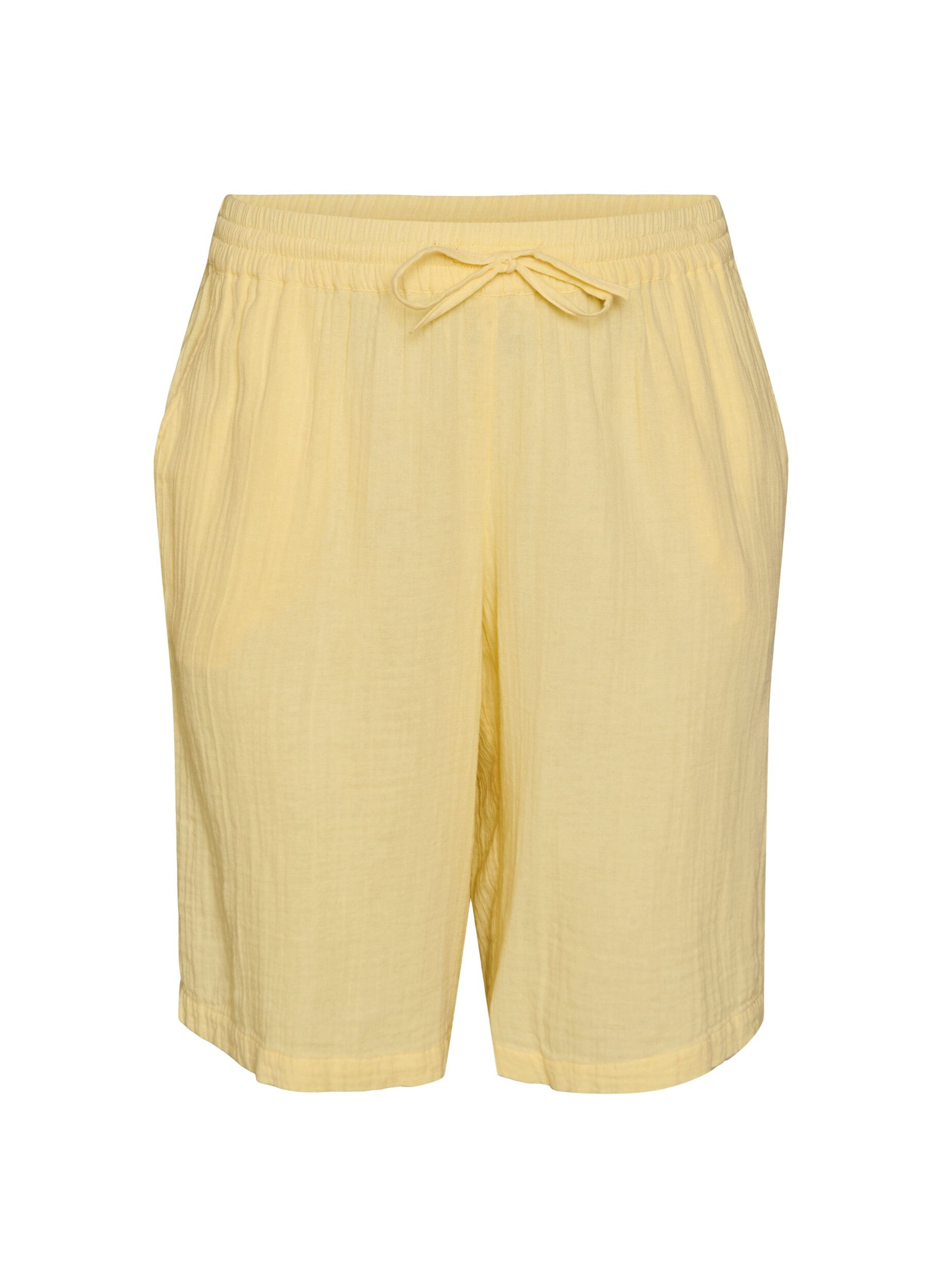 Loose cotton muslin shorts with a high waist