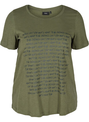 T-shirt with print made of organic cotton, Thyme Melange, Packshot image number 0