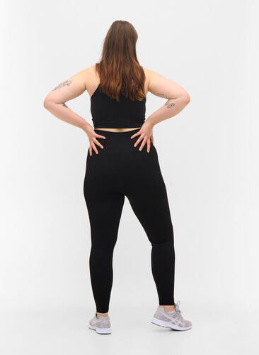 Workout leggings with ribbed structure, Black, Model image number 1