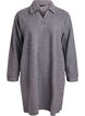 Knee-length jersey dress with a V-neck and collar, Dark Grey, Packshot image number 0