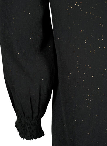 FLASH - Long sleeve dress with glitter, Black w. Silver , Packshot image number 3
