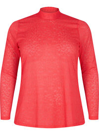 Close-fitting lace blouse with long sleeves