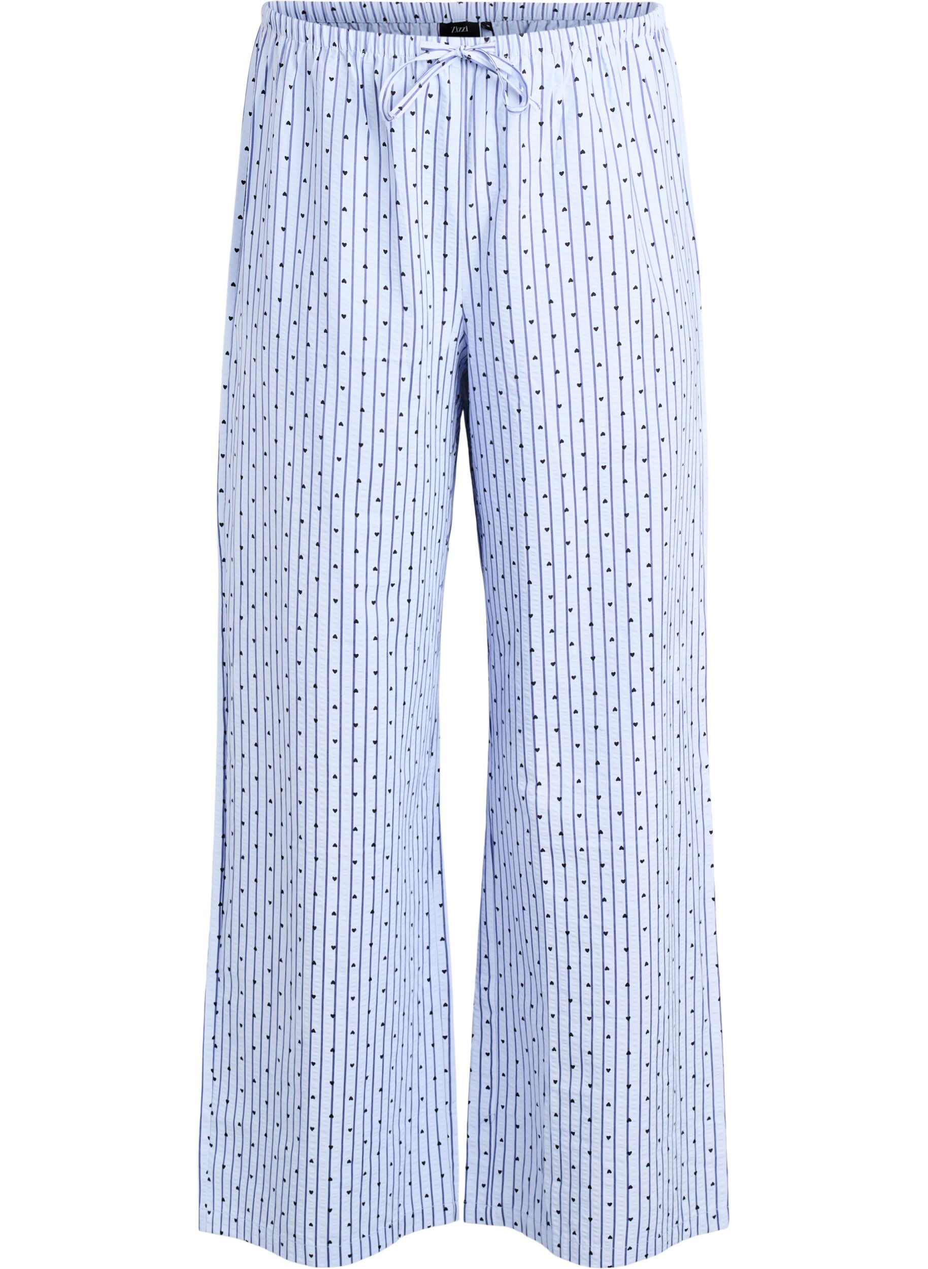 Loose seersucker pyjama trousers with high waist