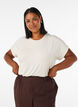 Viscose T-shirt with glitter stripes, Vanilla, Model image number 0
