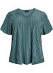 Blouse with short sleeves and striped texture, Green, Packshot image number 0