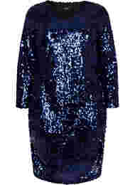 Dress with sequins and v-neckline, Evening Blue, Packshot