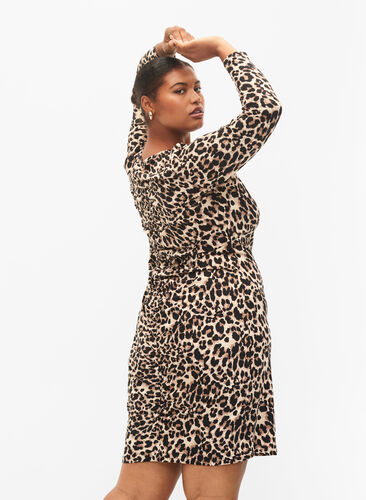 Long sleeve dress in leopard print, Leo, Model image number 1