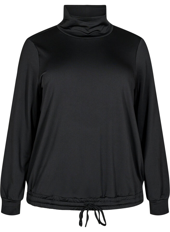 High-neck workout top, Black, Packshot image number 0