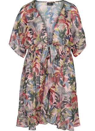 Printed beach kimono, Palm Print, Packshot image number 0