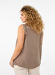 Sleeveless top with lace, Brown, Model image number 2