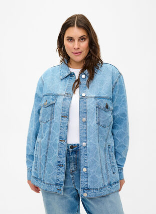Denim jacket with destroy pattern, Blue denim, Model image number 0