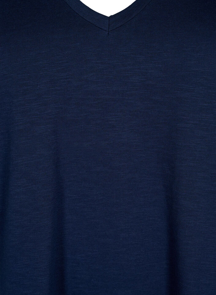 Short sleeve basic t-shirt with v-neck, Blue, Packshot image number 2