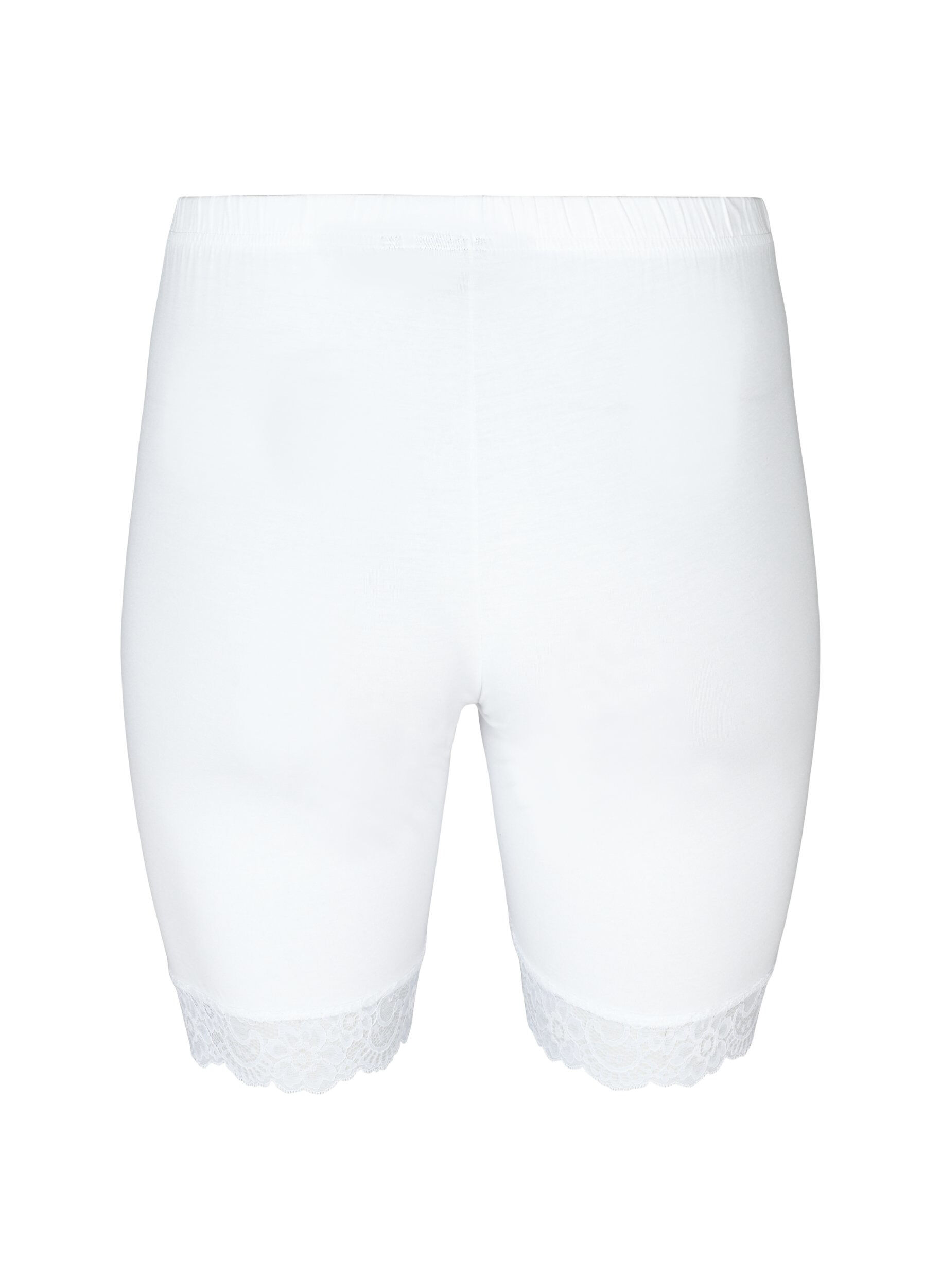 Cycling shorts with lace trim - White - Sz. 40-64 - Zizzifashion