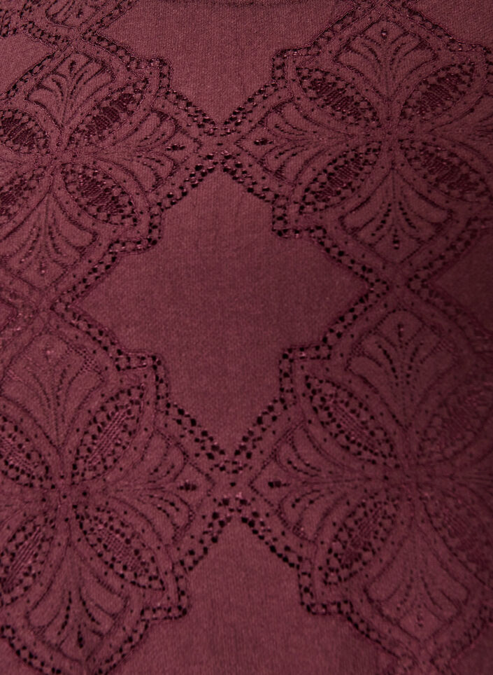 Lace dress with long sleeves and ruffle hem, Dark Bordeaux, Packshot image number 2