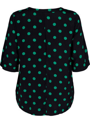 Polka dot viscose blouse, Black jol Green dot, Packshot image number 1