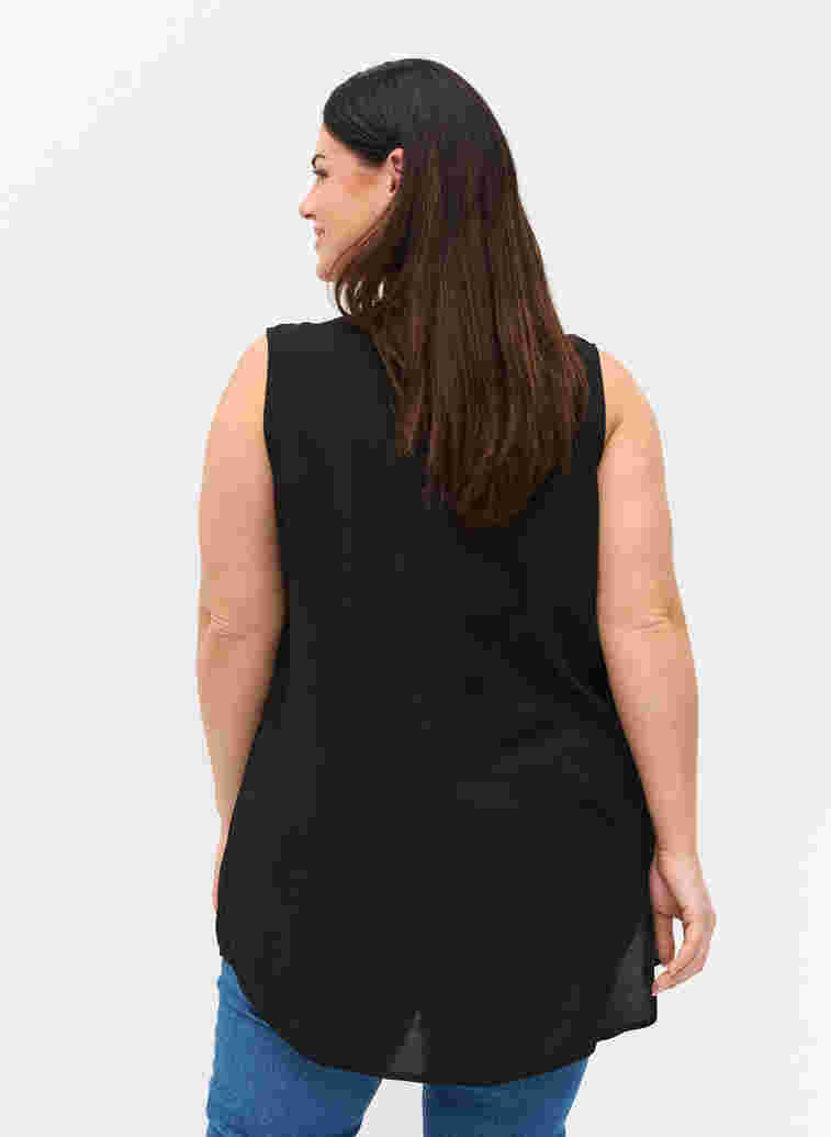 Viscose top with buttons, Black, Model image number 1