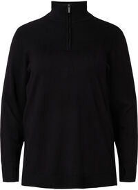 Viscose pullover with high neck and zipper