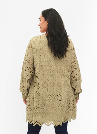 Cotton tunic with broderie anglaise, Coriander, Model image number 1