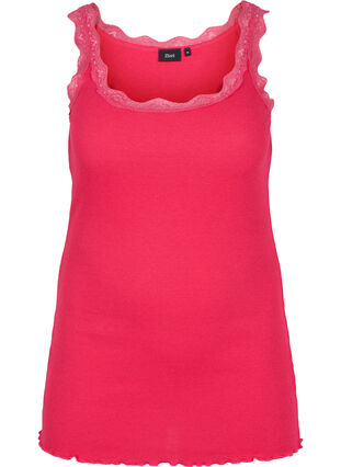 Top with lace trim, Raspberry, Packshot image number 0